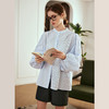 OLrain欧芮儿条纹衬衫女秋冬2023年新款宽松通勤别致抽褶立领上衣 商品缩略图1
