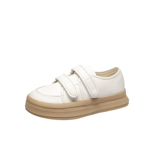 【女鞋专场】内增高厚底小白鞋女2023新款韩版魔术贴时尚休闲鞋真皮圆头女单鞋 商品图4