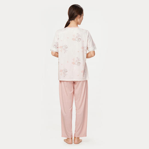 都市丽人生活家居春夏睡衣女抗皱绵家居服薄款短袖长裤女士套装LH42C6 商品图3