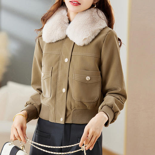 冬季新款，加绒皮夹克外套女短款时尚小款机车服加棉皮衣小棉服HR-JNNS23198A 商品图7