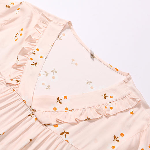 都市丽人生活家居春夏睡衣女梭织人棉家居服薄款短袖长裤女士梭织棉套装LH42B9 商品图5