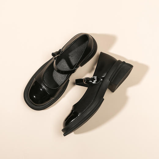 【女鞋专场】秋季玛丽珍鞋女鞋真皮复古撞色拼接厚底乐福鞋百搭小皮鞋软皮单鞋 商品图7