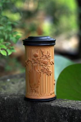 四季平安°竹雕茶叶罐