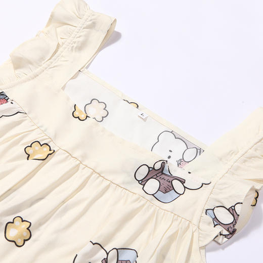 都市丽人生活家居春夏睡衣女梭织人棉家居服薄款背心短裤女士梭织棉套装LH42C8 商品图5