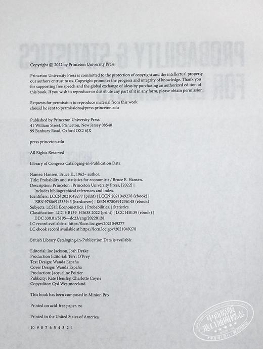 【中商原版】经济学家的概率与统计 Probability and Statistics for Economists 英文原版 Bruce Hansen 商品图3