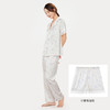 都市丽人好睡好眠春夏睡衣女冰雪丝印花家居服薄款短袖长裤+短裤女士丝质套装LH41B3 商品缩略图2