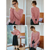 OLrain欧芮儿粉色针织衫女秋冬2023年新款V领绞花薄款开衫外套 商品缩略图2