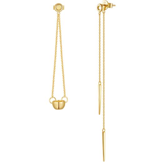 【祈愿珠宝限时特惠】钻石世家 国潮新品 金饭碗系列银饰 S925银耳链不规则耳钉 商品图3