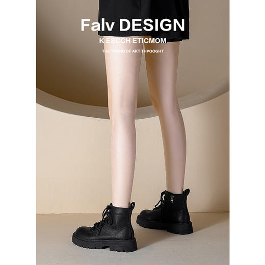 【女鞋专场】真皮厚底系带马丁靴女2023年新款秋冬薄款靴子英伦小个子白色短靴 商品图2