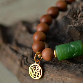 和田玉古纹雕刻老山檀国风手串