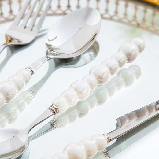 【会员礼】陶瓷珍珠柄不锈钢刀叉勺三件套 商品图1