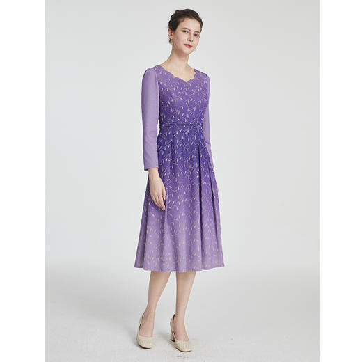 司歌冬长袖弹力连衣裙渐变柔软V领A881065 商品图2