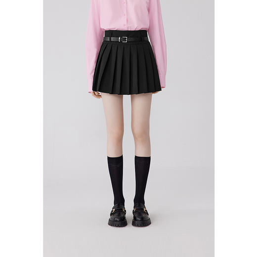 【严选】诗凡黎秋百褶减龄学院风黑色显瘦半裙SE7240271 商品图2