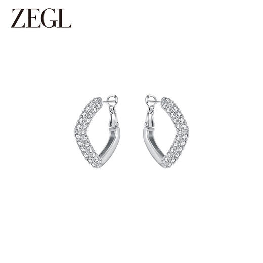 ZEGL法式几何耳圈女2023新款爆款小众金属耳环气质秋冬银针耳饰品 商品图0