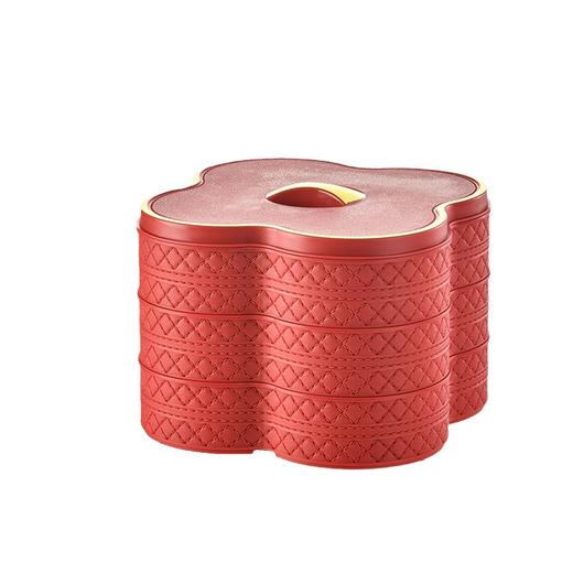 【喜庆的感觉，很有年味！】新款轻奢仿皮果盘,家用多层干果盒分格带盖,坚果糖果盒客厅零食盘,丰盈的多层带盖盛装着坚果糖果，宛如客厅的香甜风景 商品图4