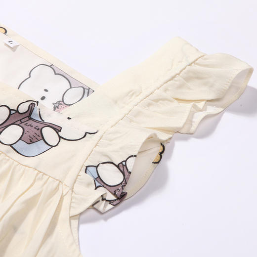 都市丽人生活家居春夏睡衣女梭织人棉家居服薄款背心短裤女士梭织棉套装LH42C8 商品图6