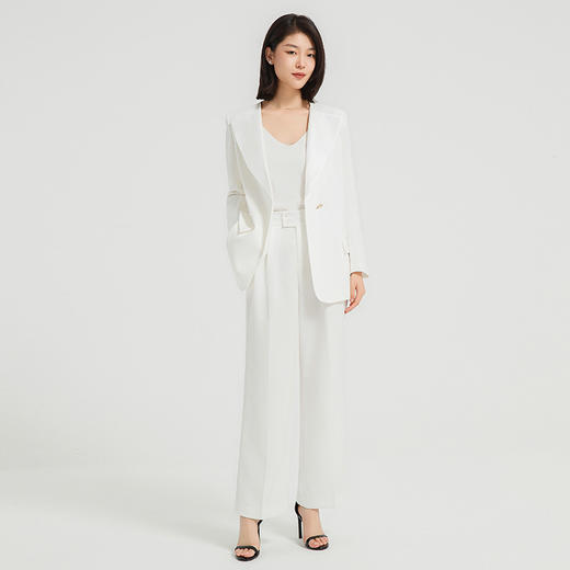 IWY/干练白色一粒扣西装套装女秋冬新款职业装套装高端商务工作服C13518+P33518-白色 商品图1