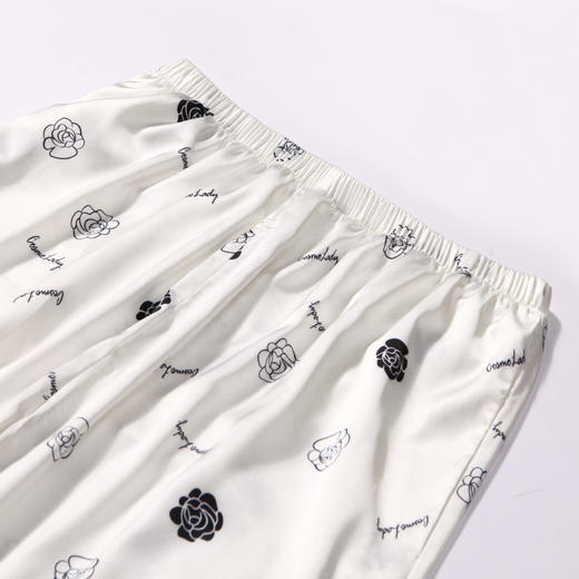 都市丽人好睡好眠春夏睡衣女冰雪丝印花家居服薄款短袖长裤女士丝质套装LH41A6 商品图7