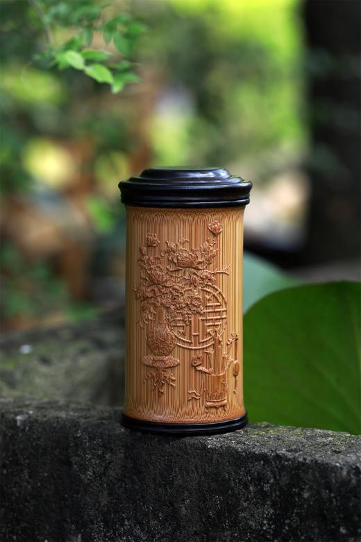 平安如意°竹雕茶叶罐 商品图0