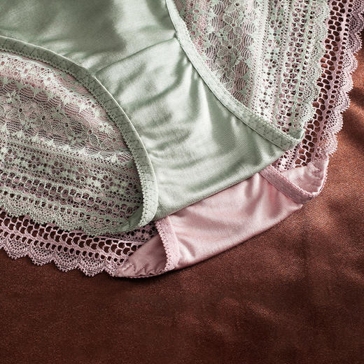 ARN-K116桑蚕丝新款日系少女内裤真丝裆部蕾丝中腰无痕舒适三角裤女批发 商品图3