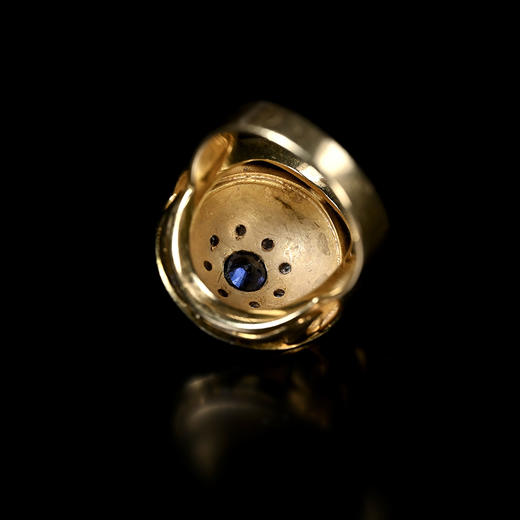 德国古董14K金镶嵌蓝宝石钻石豪戒 商品图6