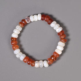 西亚高古红白玛瑙手串