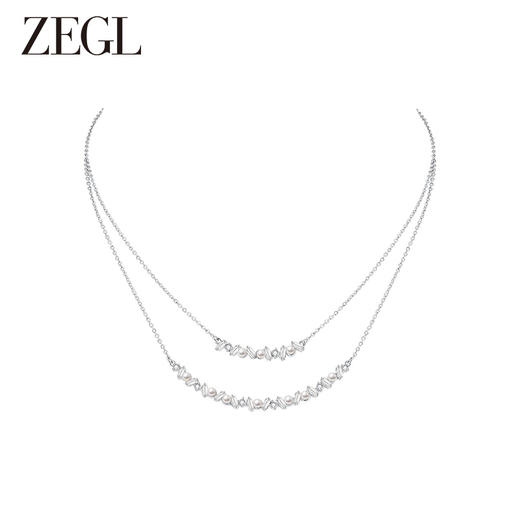 ZEGL双层叠戴毛衣链人造珍珠项链女秋冬轻奢小众法式高级感锁骨链 商品图0