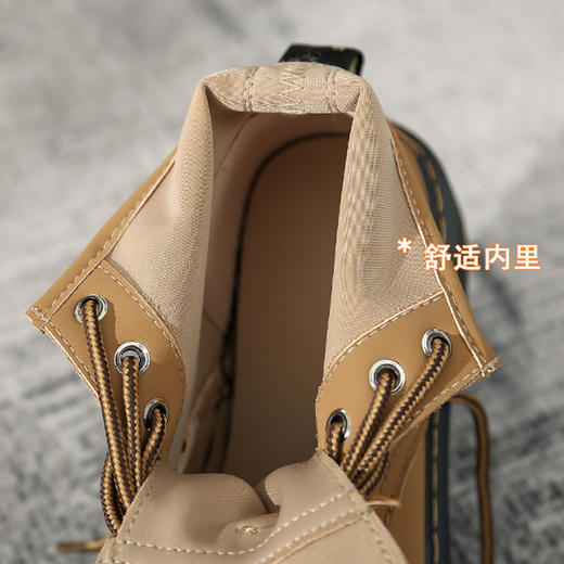 【女鞋专场】女鞋真皮厚底马丁靴女秋冬粗跟短靴女款百搭小个子增高瘦瘦靴子女 商品图3