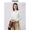 VIMAGE纬漫纪春季新款时尚百搭打底舒适圆领短款T恤女V2102709 商品缩略图2