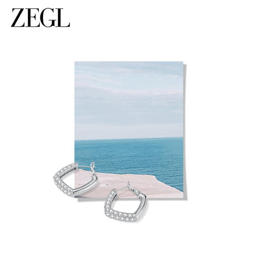 ZEGL法式几何耳圈女2023新款爆款小众金属耳环气质秋冬银针耳饰品 商品图2