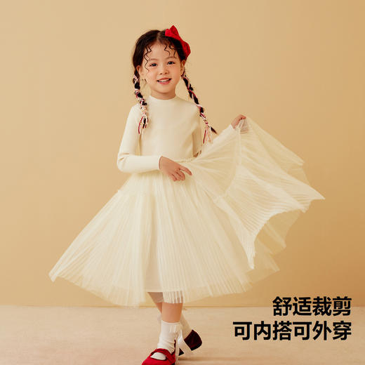 迷你巴拉女童连衣裙龙年新春宝宝舒适修身甜美网纱拼接公主裙 商品图2