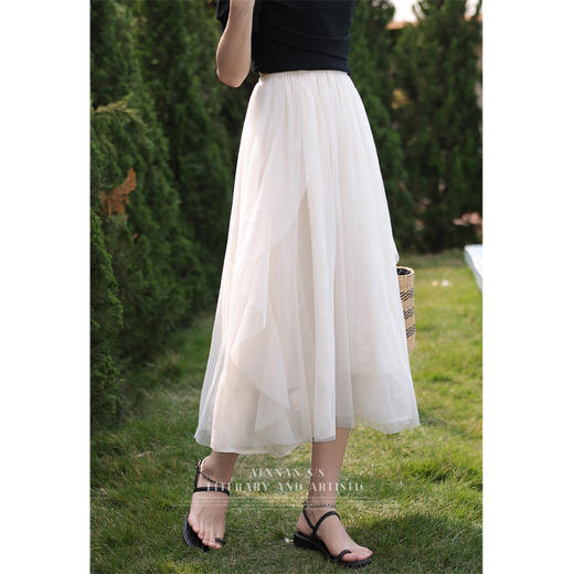 鹿向南《月光童话》法式2023新款a字半身裙女小个子夏季网纱裙子 商品图3