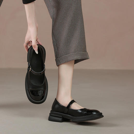 【女鞋专场】秋季玛丽珍鞋女鞋真皮复古撞色拼接厚底乐福鞋百搭小皮鞋软皮单鞋 商品图1