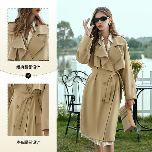 OLrain欧芮儿休闲风衣女早春2024年新款时尚通勤中长款气质外套 商品图3