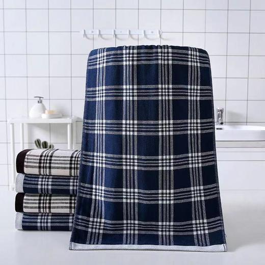 【武汉.蔡甸区】银鹏汉棉半毛圈印花毛巾两条装（0.3*0.7m，墨蓝大格+黑白大格） 商品图0