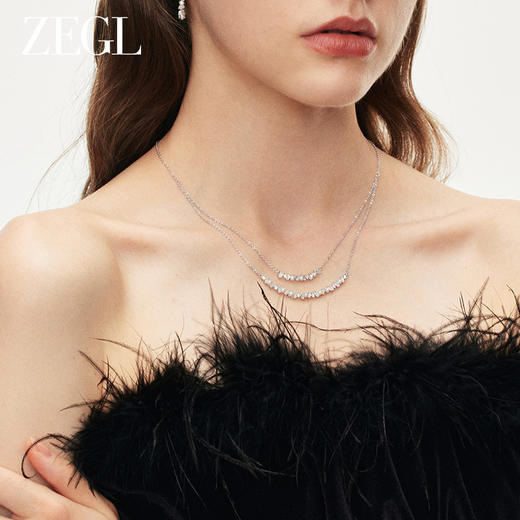 ZEGL双层叠戴毛衣链人造珍珠项链女秋冬轻奢小众法式高级感锁骨链 商品图3