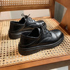 【女鞋专场】英伦前系带黑色小皮鞋日常圆头低帮女鞋学院风纯色平跟布洛克鞋 商品缩略图2