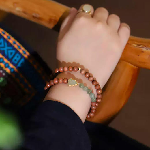 老山檀和田玉葫芦手串 商品图1