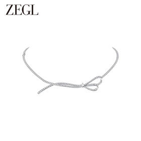 ZEGL设计师锆石飘带蝴蝶结项链女秋冬轻奢小众新款2023爆款锁骨链