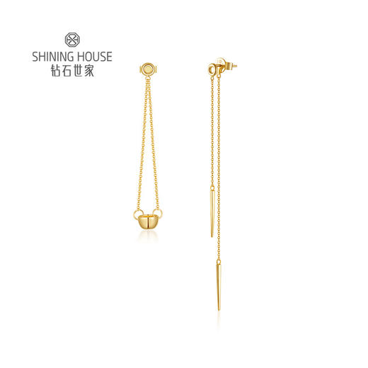 【祈愿珠宝限时特惠】钻石世家 国潮新品 金饭碗系列银饰 S925银耳链不规则耳钉 商品图1