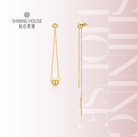 【祈愿珠宝限时特惠】钻石世家 国潮新品 金饭碗系列银饰 S925银耳链不规则耳钉