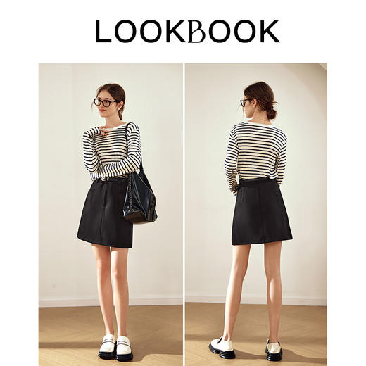 OLrain欧芮儿黑色半身裙女秋冬2023年新款复古高腰显瘦短半裙 商品图4