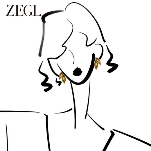 ZEGL棕色落叶耳环女2023新款爆款秋冬耳钉高级感925银针复古耳饰 商品图2