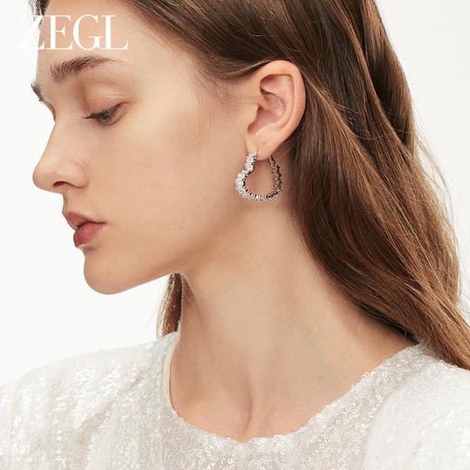 ZEGL法式爱心耳圈女2023新款爆款秋冬高级感耳环耳钉耳扣银针耳饰 商品图4