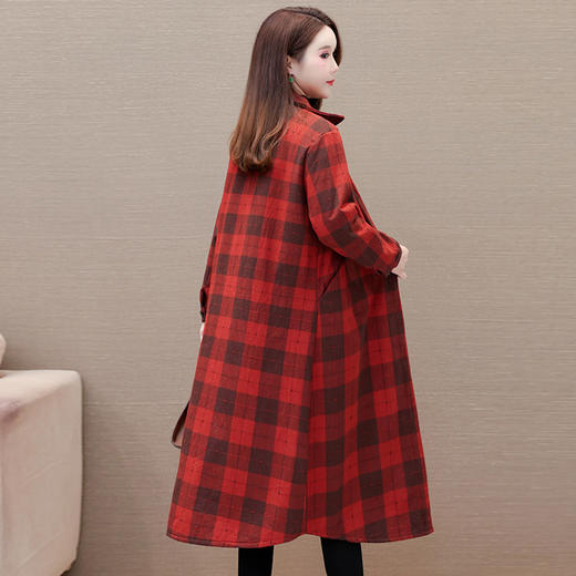 秋冬季新款，加绒外套格子大衣中长款单排扣厚款保暖女士外套QYM-LRX-XYM926-Y 商品图2