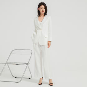 IWY/干练白色一粒扣西装套装女秋冬新款职业装套装高端商务工作服C13518+P33518-白色