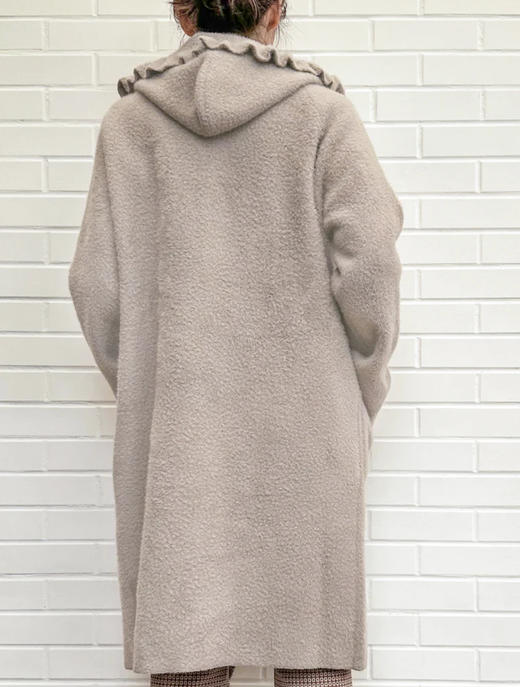 TYNVIE 荷叶边连帽针织大衣-灰色 商品图4