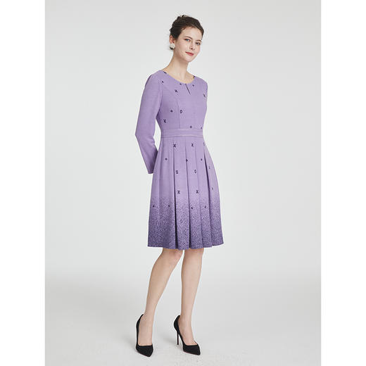 司歌圆领长袖针织弹力连衣裙冬柔软收腰A881146 商品图2