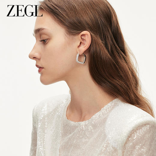 ZEGL法式几何耳圈女2023新款爆款小众金属耳环气质秋冬银针耳饰品 商品图4