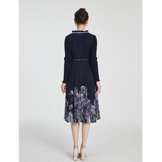 司歌V领毛织长袖针织冬连衣裙收腰冬保暖A881098 商品图3